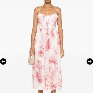 Zimmermann Pink and White Floral Midi Dress